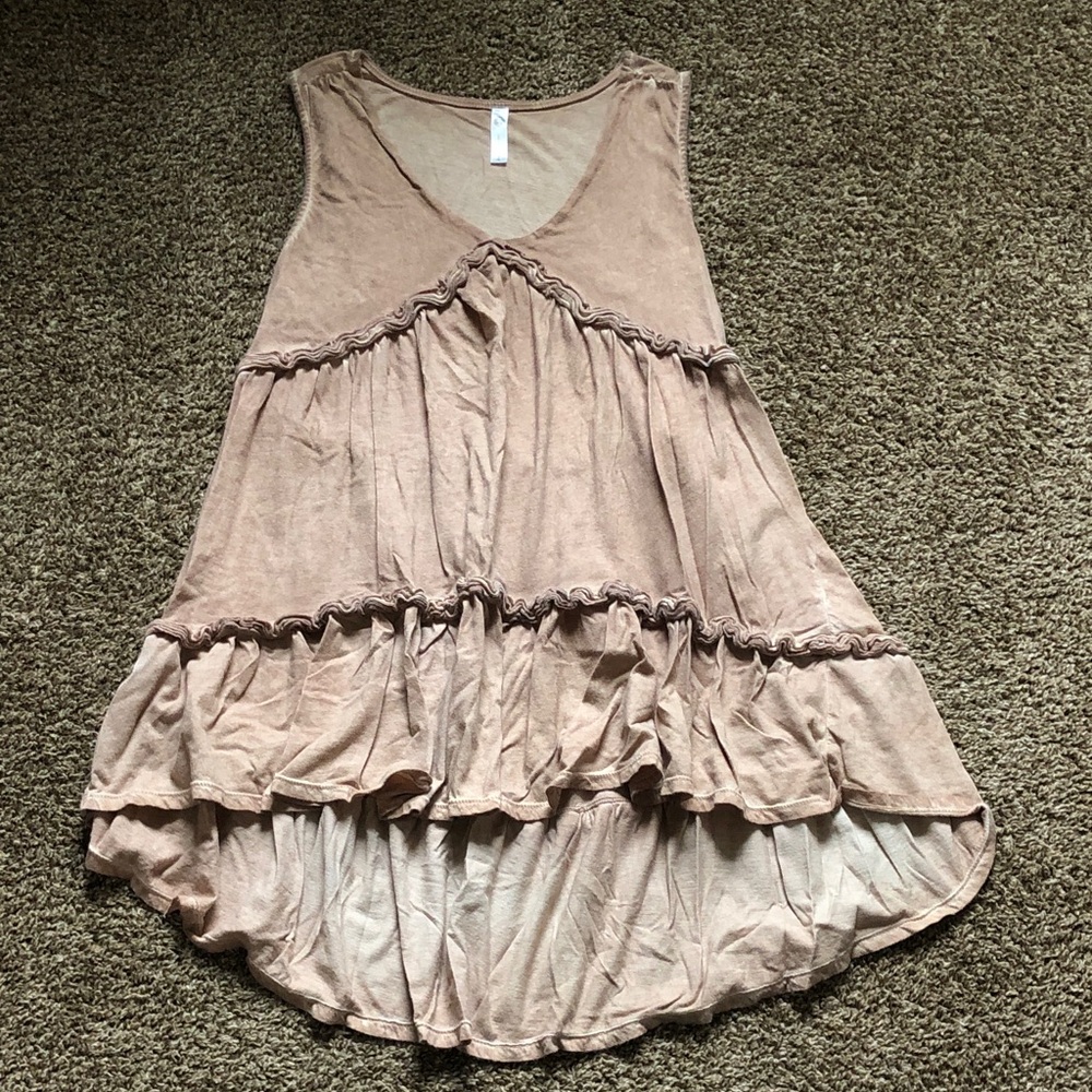 Sleeveless Ruffled Cotton Tunic